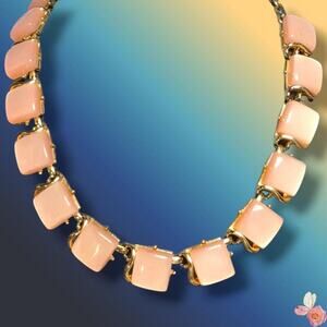 Vintage Signed Coro Blush Pink Thermoset Link Necklace – Mid-Century Elegance 47